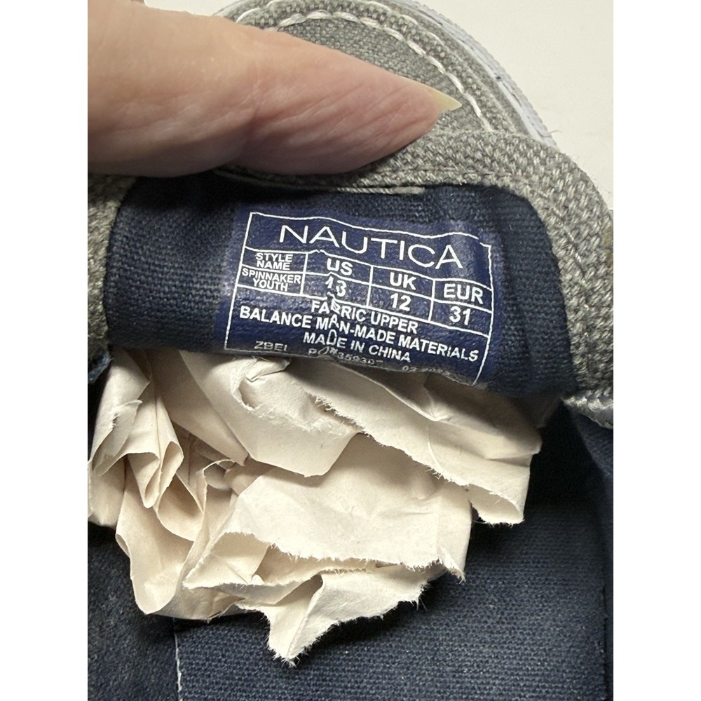 Nautica Spinnaker Kid's Boat Shoes Gray Canvas 2-Eye Size 13 - Picture 5 of 11